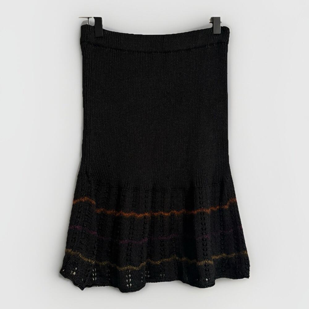 Christian Lacroix Paris Y2K XL Mohair Viscose Fit & Flare Skirt Black Knit